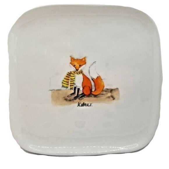 Rae Dunn Fox Scarves- 8" x 8"‎ Square plate - Picture 4 of 7